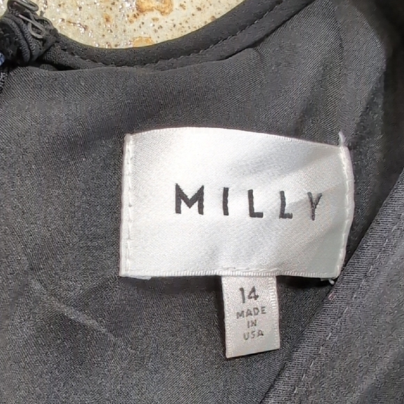 Milly | Silk Stretchy Black Mini Dress with Butterfly Sleeves Size 14 - Picture 6 of 11